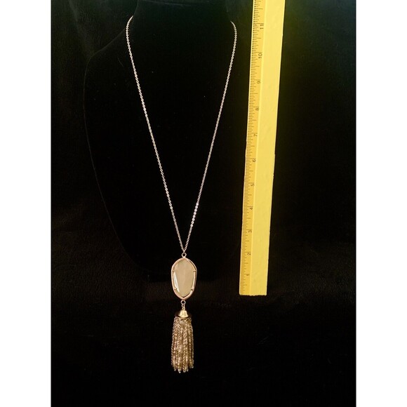 Veronese Signed Tassel Pendant Necklace Adjustable Chain Light Peachy Beige - Picture 2 of 5